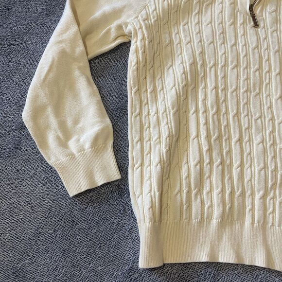 Karen Scott Womens Large Light Yellow Long Sleeve Collared Knit Pullover Sweater - Picture 2 of 5